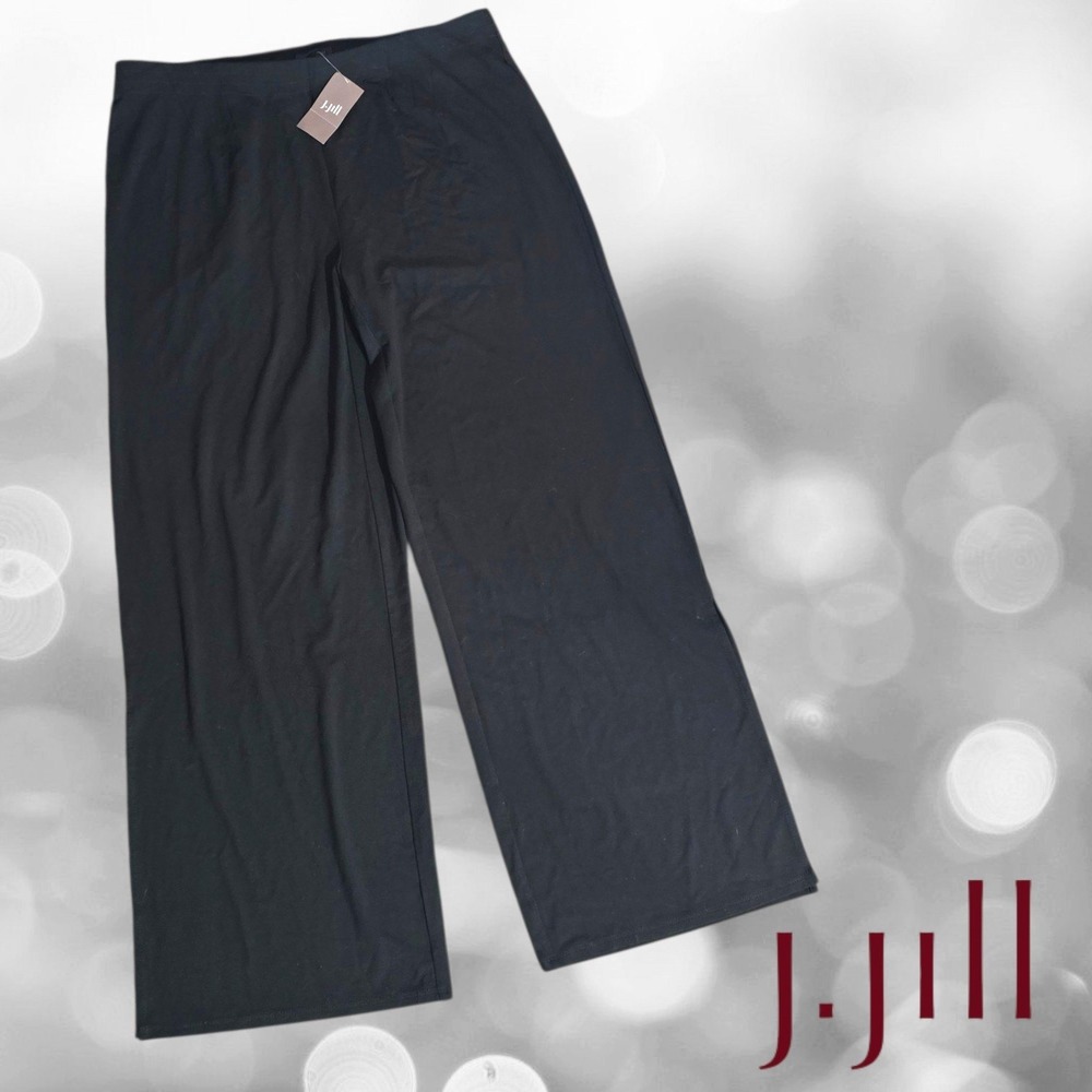 J. Jill Women Wearever Slit Leg Wide Leg Knit Pant Black M